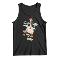 Funny Goose Christmas Tank Top Festive Goose On The Loose Xmas Lights - Wonder Print Shop