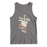 Funny Goose Christmas Tank Top Festive Goose On The Loose Xmas Lights - Wonder Print Shop
