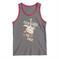 Funny Goose Christmas Tank Top Festive Goose On The Loose Xmas Lights - Wonder Print Shop