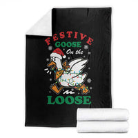 Funny Goose Christmas Throw Blanket Festive Goose On The Loose Xmas Holiday - Wonder Print Shop