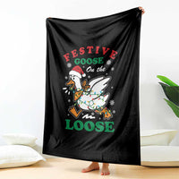 Funny Goose Christmas Throw Blanket Festive Goose On The Loose Xmas Holiday - Wonder Print Shop