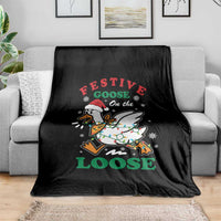 Funny Goose Christmas Throw Blanket Festive Goose On The Loose Xmas Holiday - Wonder Print Shop