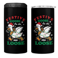 Funny Goose Christmas 4 in 1 Can Cooler Tumbler Festive Goose On The Loose Xmas Holiday - Wonder Print Shop