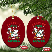 Funny Goose Christmas Ceramic Ornament Festive Goose On The Loose Xmas Holiday - Wonder Print Shop