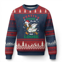 Funny Goose Xmas Ugly Christmas Sweater Festive Goose On The Loose Xmas Holiday - Wonder Print Shop