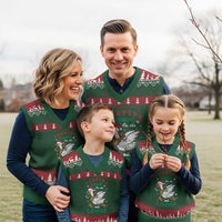 Funny Goose Xmas V-Neck Knit Sweater Vest Festive Goose On The Loose Xmas Holiday - Wonder Print Shop