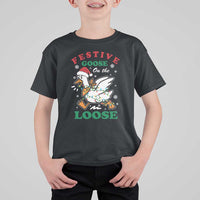 Funny Goose Christmas T Shirt For Kid Festive Goose On The Loose Xmas Holiday - Wonder Print Shop