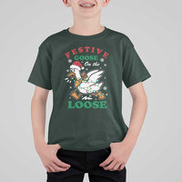 Funny Goose Christmas T Shirt For Kid Festive Goose On The Loose Xmas Holiday - Wonder Print Shop