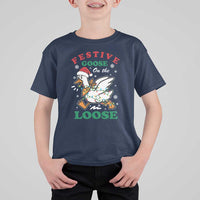 Funny Goose Christmas T Shirt For Kid Festive Goose On The Loose Xmas Holiday - Wonder Print Shop