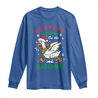 Funny Goose Christmas Long Sleeve Shirt Festive Goose On The Loose Xmas Holiday - Wonder Print Shop