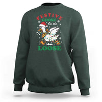 Funny Goose Christmas Sweatshirt Festive Goose On The Loose Xmas Holiday - Wonder Print Shop