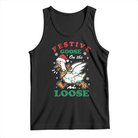 Funny Goose Christmas Tank Top Festive Goose On The Loose Xmas Holiday - Wonder Print Shop
