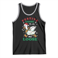 Funny Goose Christmas Tank Top Festive Goose On The Loose Xmas Holiday - Wonder Print Shop