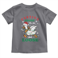 Funny Goose Christmas Toddler T Shirt Festive Goose On The Loose Xmas Holiday - Wonder Print Shop