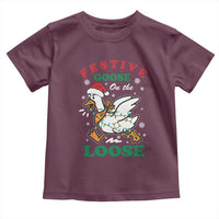 Funny Goose Christmas Toddler T Shirt Festive Goose On The Loose Xmas Holiday - Wonder Print Shop