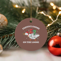 Funny Goose 67 Christmas Ceramic Ornament Festive Goose On The Loose Six Seven Meme - Wonder Print Shop