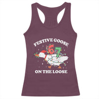 Funny Goose 67 Christmas Racerback Tank Top Festive Goose On The Loose Six Seven Meme - Wonder Print Shop