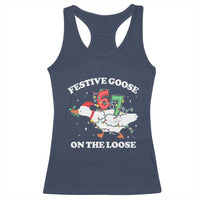 Funny Goose 67 Christmas Racerback Tank Top Festive Goose On The Loose Six Seven Meme - Wonder Print Shop