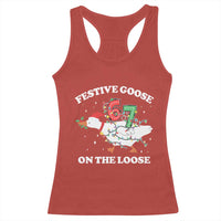 Funny Goose 67 Christmas Racerback Tank Top Festive Goose On The Loose Six Seven Meme - Wonder Print Shop