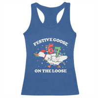 Funny Goose 67 Christmas Racerback Tank Top Festive Goose On The Loose Six Seven Meme - Wonder Print Shop