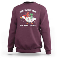 Funny Goose 67 Christmas Sweatshirt Festive Goose On The Loose Six Seven Meme - Wonder Print Shop