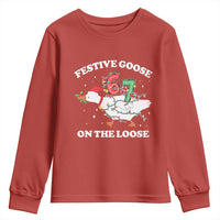 Funny Goose 67 Christmas Youth Sweatshirt Festive Goose On The Loose Six Seven Meme - Wonder Print Shop