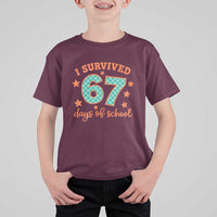 I Survived 67 Days Of School T Shirt For Kid Six Seven Meme Student Teacher Faux Glitter - Wonder Print Shop