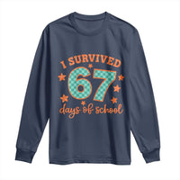 I Survived 67 Days Of School Long Sleeve Shirt Six Seven Meme Student Teacher Faux Glitter - Wonder Print Shop