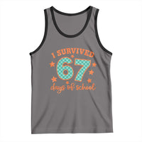 I Survived 67 Days Of School Tank Top Six Seven Meme Student Teacher Faux Glitter - Wonder Print Shop