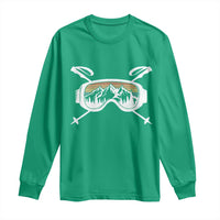 Ski Goggles Mountain Snow Skiing Retro Winter Vacation Long Sleeve Shirt - Wonder Print Shop