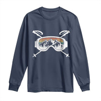 Ski Goggles Mountain Snow Skiing Retro Winter Vacation Long Sleeve Shirt - Wonder Print Shop