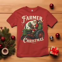 Funny Farmer Christmas Xmas Santa Farm Tractor T Shirt - Wonder Print Shop