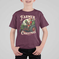 Funny Farmer Christmas Xmas Santa Farm Tractor T Shirt For Kid - Wonder Print Shop