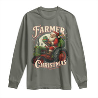 Funny Farmer Christmas Xmas Santa Farm Tractor Long Sleeve Shirt - Wonder Print Shop