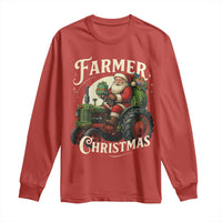 Funny Farmer Christmas Xmas Santa Farm Tractor Long Sleeve Shirt - Wonder Print Shop