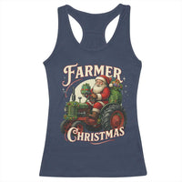 Funny Farmer Christmas Xmas Santa Farm Tractor Racerback Tank Top - Wonder Print Shop