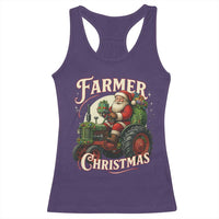 Funny Farmer Christmas Xmas Santa Farm Tractor Racerback Tank Top - Wonder Print Shop