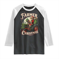 Funny Farmer Christmas Xmas Santa Farm Tractor Raglan Shirt - Wonder Print Shop