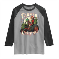 Funny Farmer Christmas Xmas Santa Farm Tractor Raglan Shirt - Wonder Print Shop