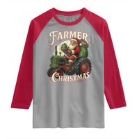 Funny Farmer Christmas Xmas Santa Farm Tractor Raglan Shirt - Wonder Print Shop