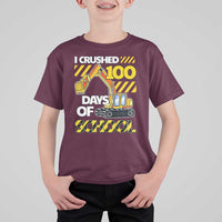 I Crushed 100 Days Of School T Shirt For Kid Construction Vehicle Excavators