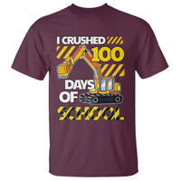 I Crushed 100 Days Of School T Shirt Construction Vehicle Excavators