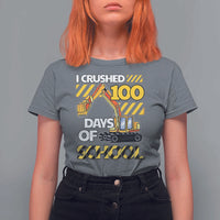 I Crushed 100 Days Of School T Shirt For Women Construction Vehicle Excavators