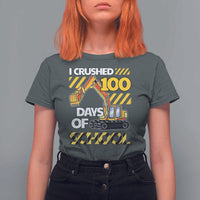 I Crushed 100 Days Of School T Shirt For Women Construction Vehicle Excavators