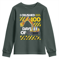 I Crushed 100 Days Of School Youth Sweatshirt Construction Vehicle Excavators