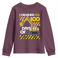 I Crushed 100 Days Of School Youth Sweatshirt Construction Vehicle Excavators