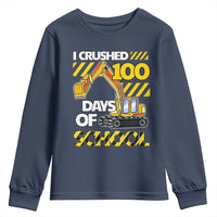 I Crushed 100 Days Of School Youth Sweatshirt Construction Vehicle Excavators