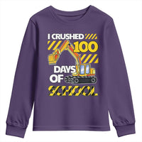 I Crushed 100 Days Of School Youth Sweatshirt Construction Vehicle Excavators