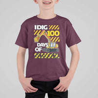 I Dig 100 Days Of School T Shirt For Kid Construction Vehicle Excavators