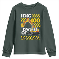 I Dig 100 Days Of School Youth Sweatshirt Construction Vehicle Excavators